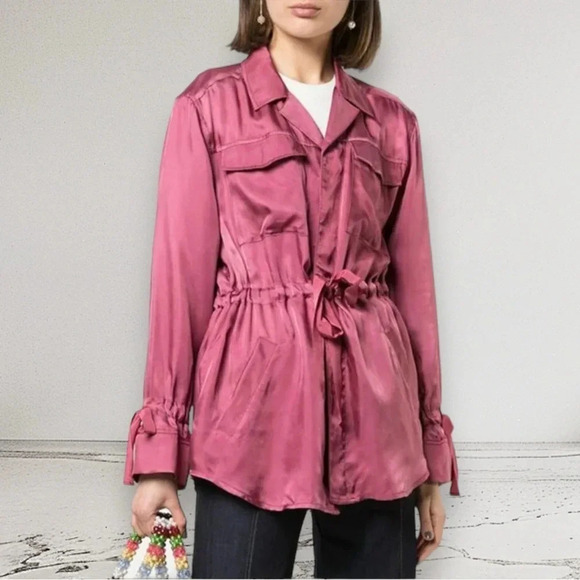 NWT CINQ À SEPT MathieuTwill Satin Jacket Mauve Pink Size M - Picture 3 of 17